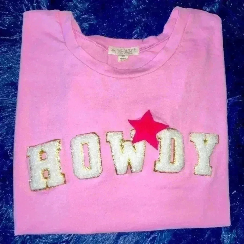 HOWDY Barbie Pink T-Shirt Chenille Letters